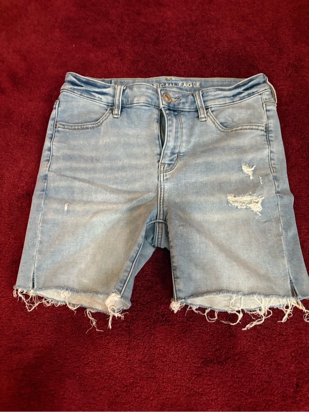 American Eagle Outfitters Light Blue Distressed Denim Shorts